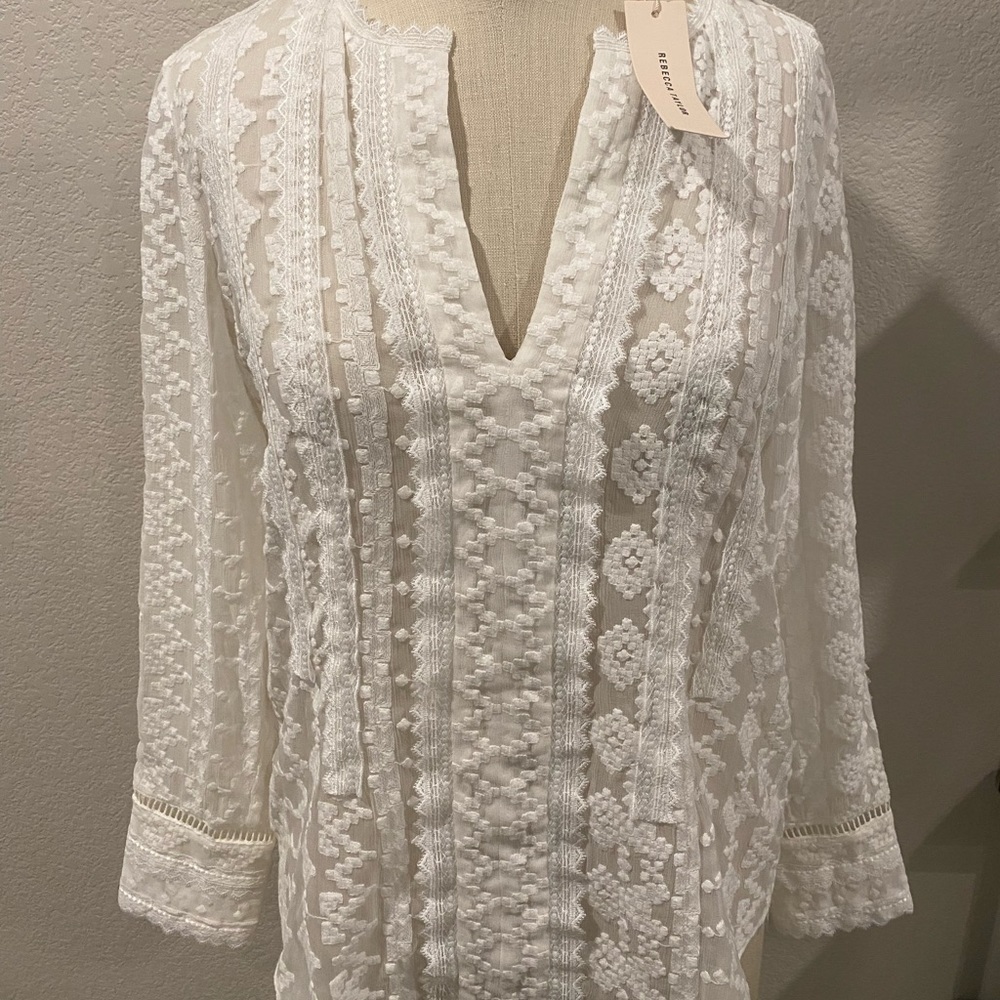 REBECCA TAYLOR - Embellished Chiffon Blouse - SEEN ON REAL HOUSEWIVES! size 10